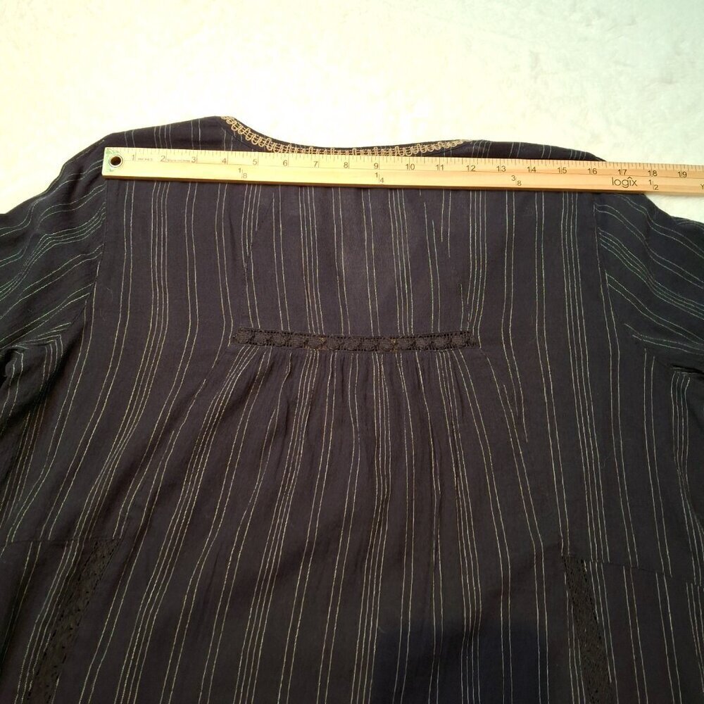 J. Jill Peasant Blouse Sz MP Embroidered Relaxed Fit Boho Cottagecore Neutral - Picture 15 of 15